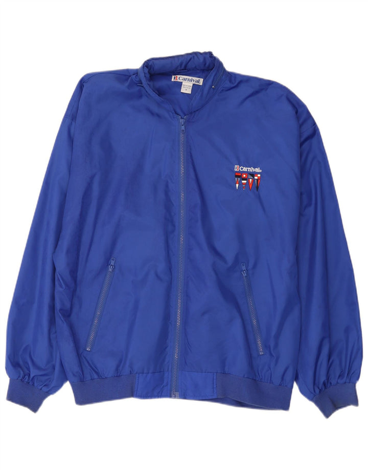 veste bomber à capuche homme vintage UK 38 Nylon bleu moyen