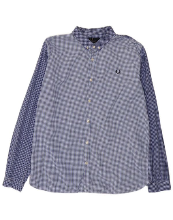 Fred Perry Chemise Slim Fit XL en coton vichy bleu pour homme