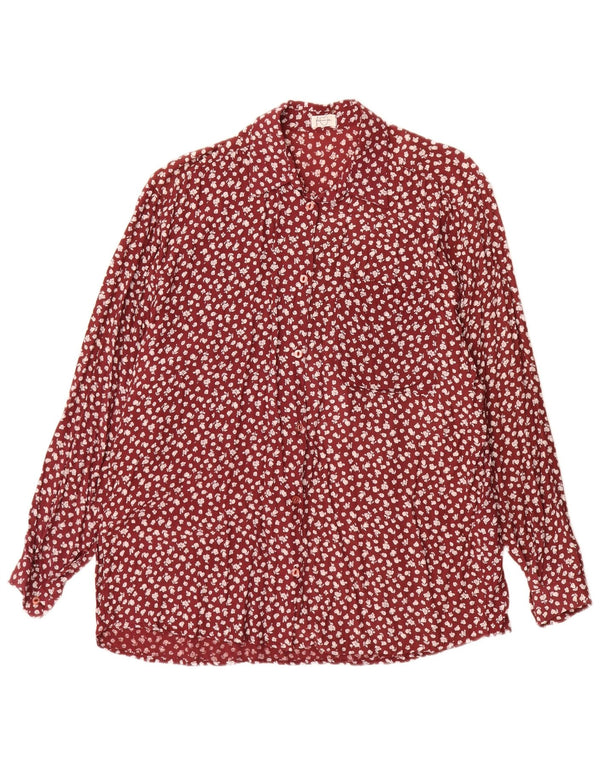 Chemise femme vintage UK 18 XL Viscose florale rouge