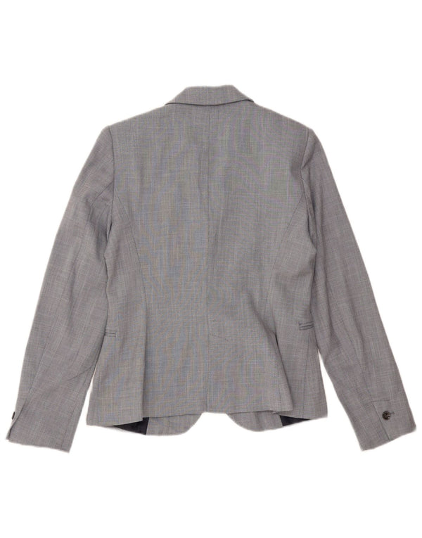 ZARA Veste Blazer 1 Bouton Femme EU 36 XS Gris Chevron Polyester