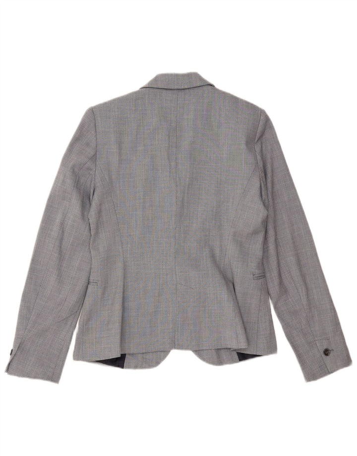 ZARA Veste Blazer 1 Bouton Femme EU 36 XS Gris Chevron Polyester