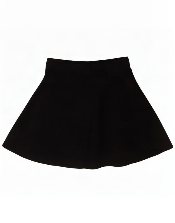 Zara Femme Taille Haute Mini Jupe Large W30 Noir Viscose