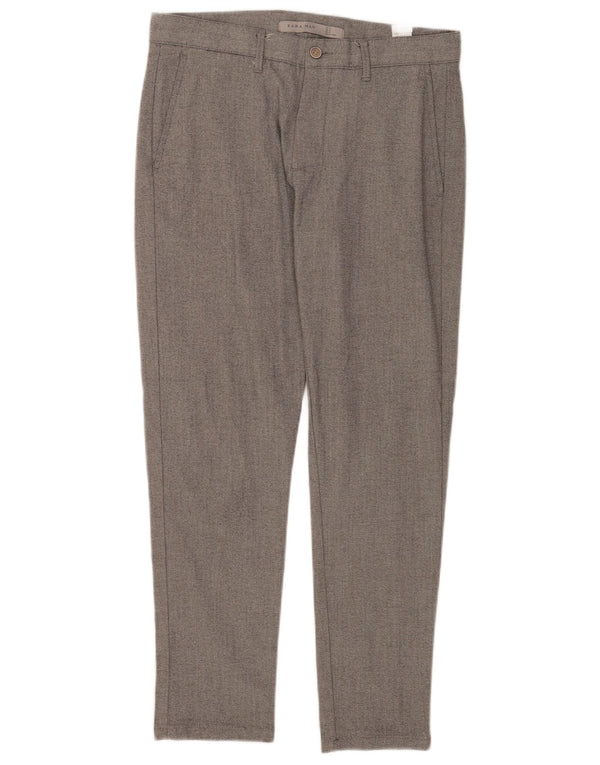 Zara Pantalon Chino Slim Homme EU 38 Small W30 L27 Gris Polyester