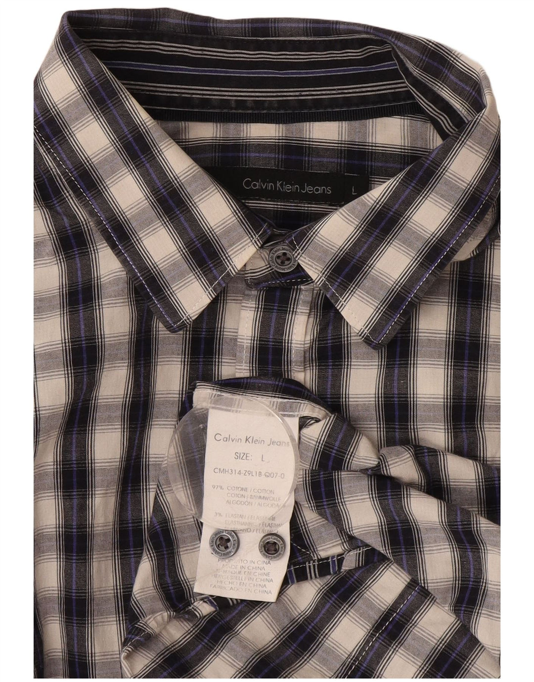 Calvin Klein Jeans Chemise graphique pour homme en coton à carreaux gris