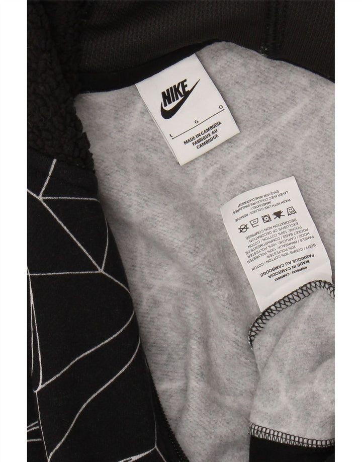 NIKE Pull à capuche zippé pour garçon 12-13 ans Grand coton géométrique noir