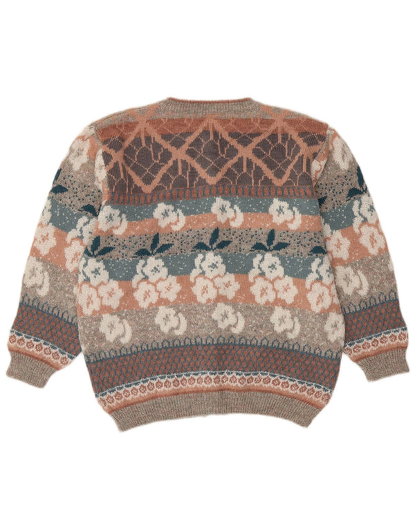 SIMONE Femme Cardigan Pull UK 16 Grande Laine Florale Multicolore