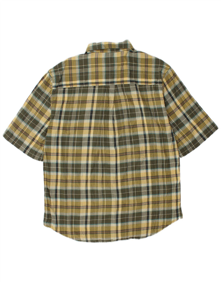 Woolrich Chemise à Manches Courtes Homme Kaki Moyen à Carreaux Coton