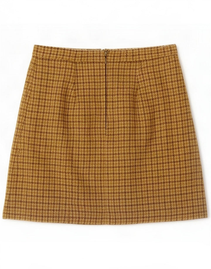 Vintage Mini-jupe femme petit W26 marron à carreaux