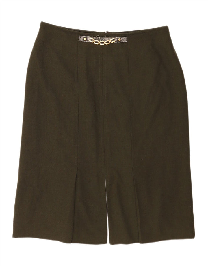 ARA Jupe Droite Femme UK 18 XL W34 Kaki Polyester