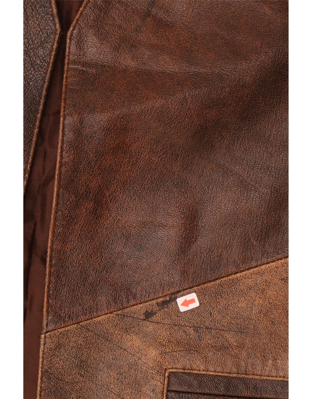 Gilet en cuir vintage pour homme Colorblock marron moyen