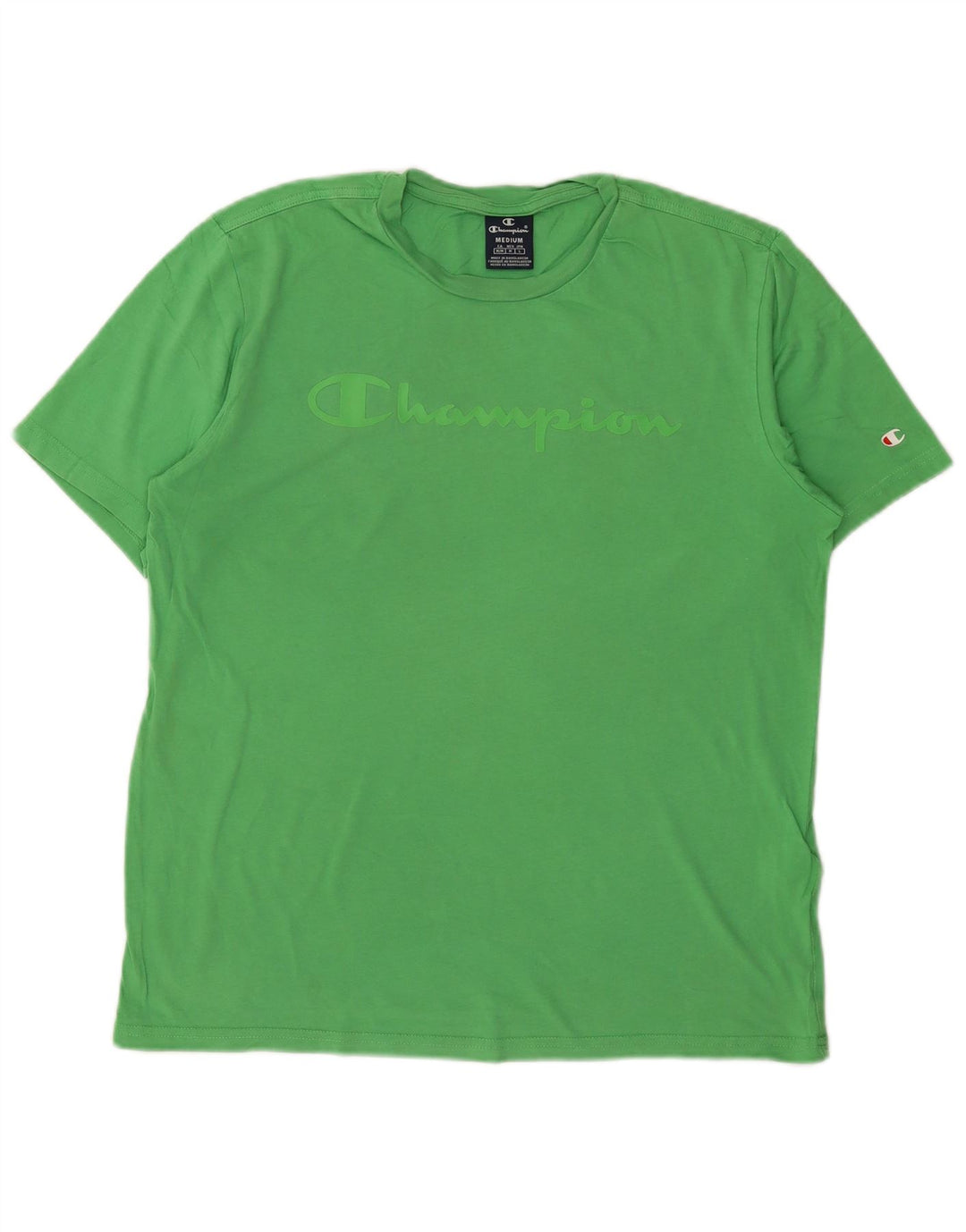 CHAMPION T-Shirt Graphique Homme Vert Moyen Coton