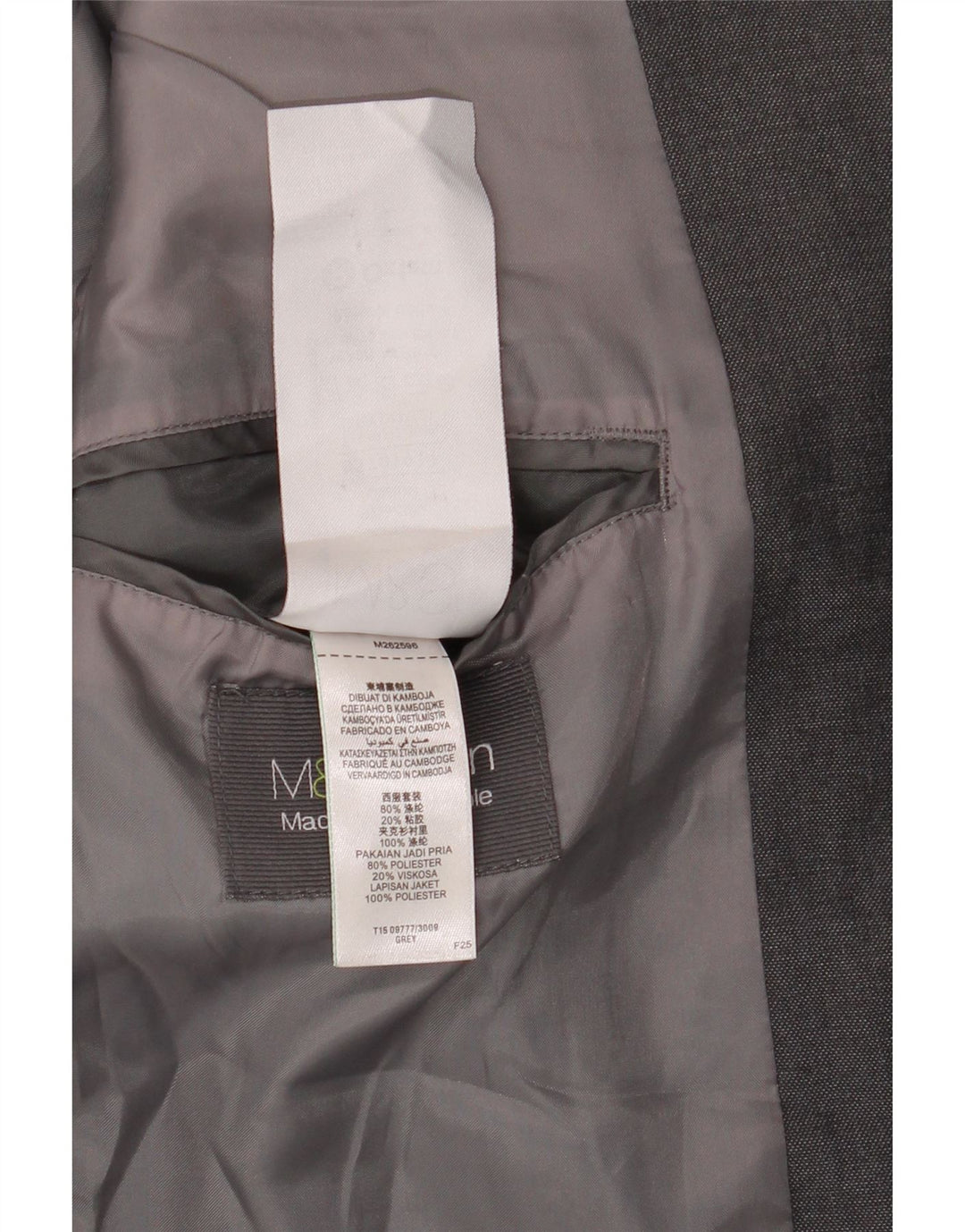 Marks & Spencer Veste blazer à 2 boutons pour homme UK 38 Gris moyen Polyester