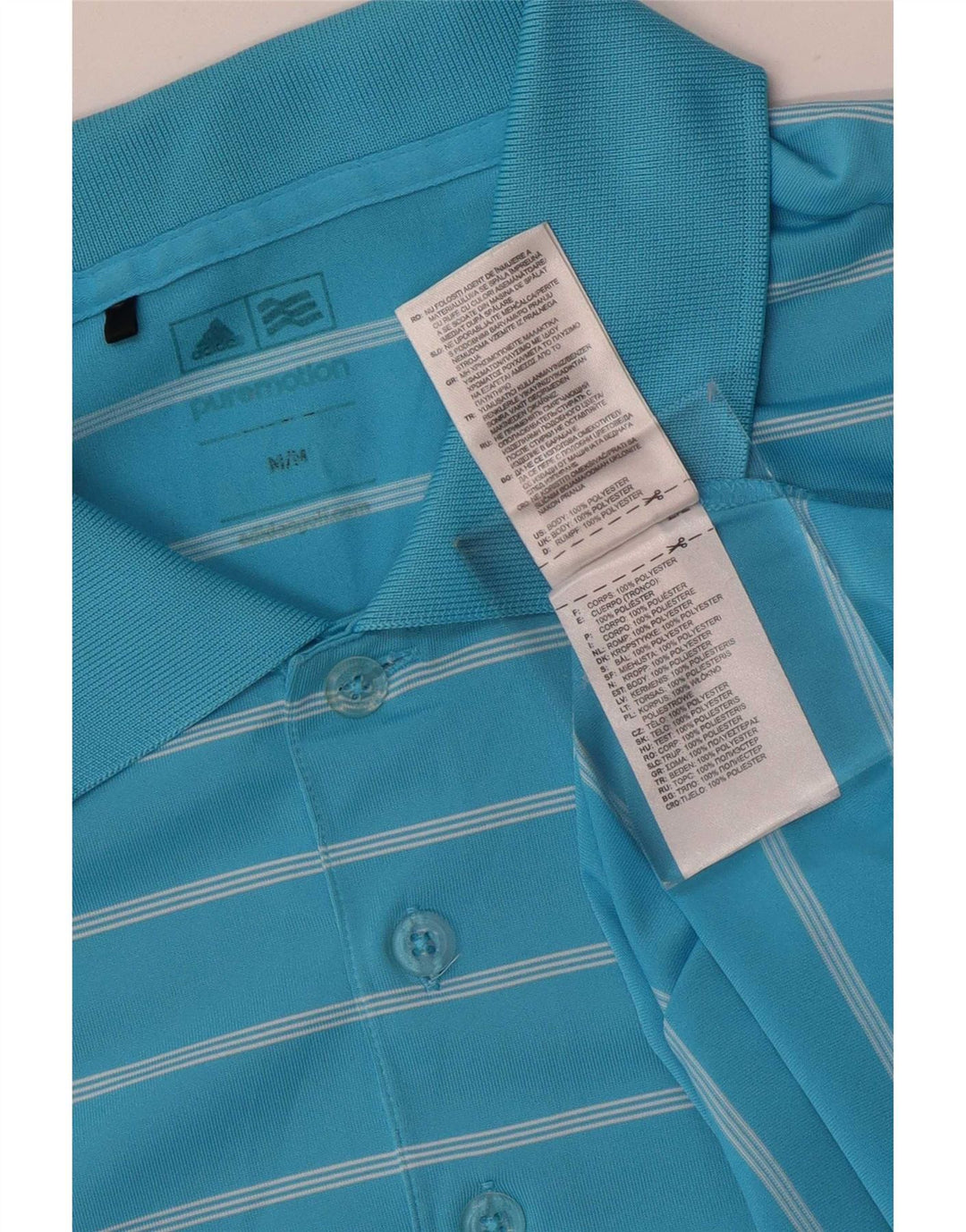 Adidas Polo Homme Bleu Moyen Rayé Polyester
