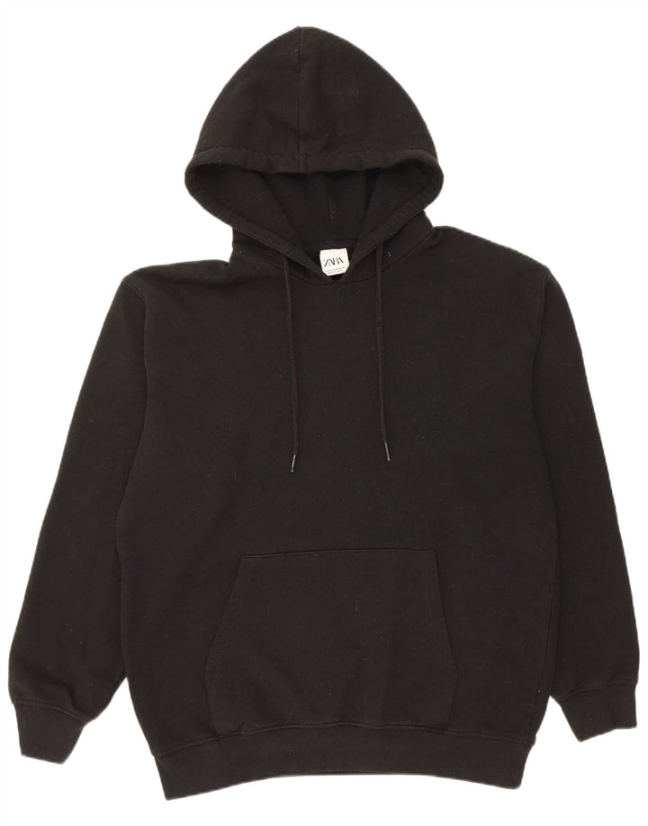 Zara Pull à capuche pour homme en coton noir moyen