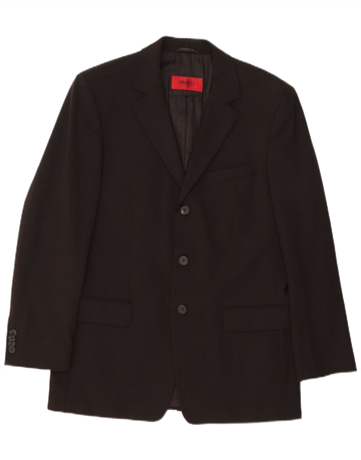 Hugo Boss Veste blazer à 3 boutons pour homme IT 46 Petite laine vierge noire