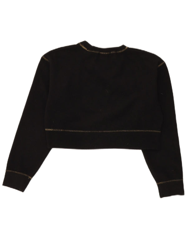 Nike Femme Crop Fleece Jumper UK 10 Petit Noir Polyester