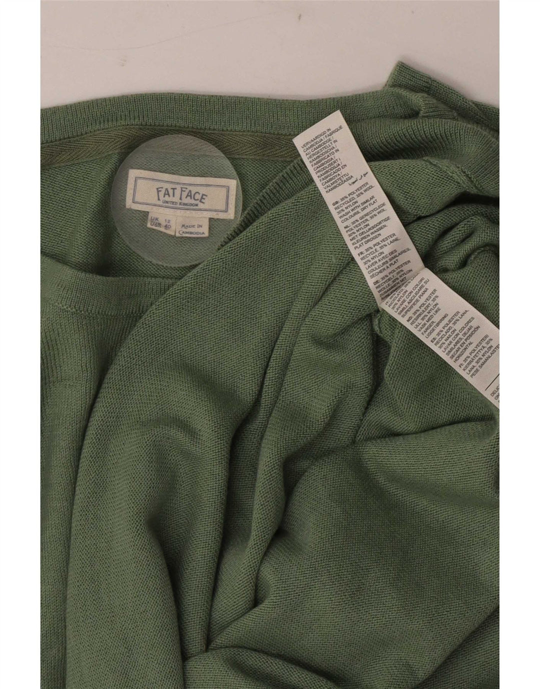 Fat Face Pull col bateau pour femme UK 12 Vert moyen Polyester