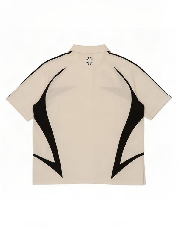 Adidas Polo graphique pour homme UK 48/50 XL Blanc Colorblock Coton