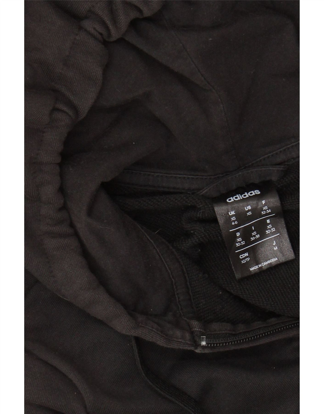 ADIDAS Pull à capuche zippé graphique pour femme UK 4/6 XS Noir