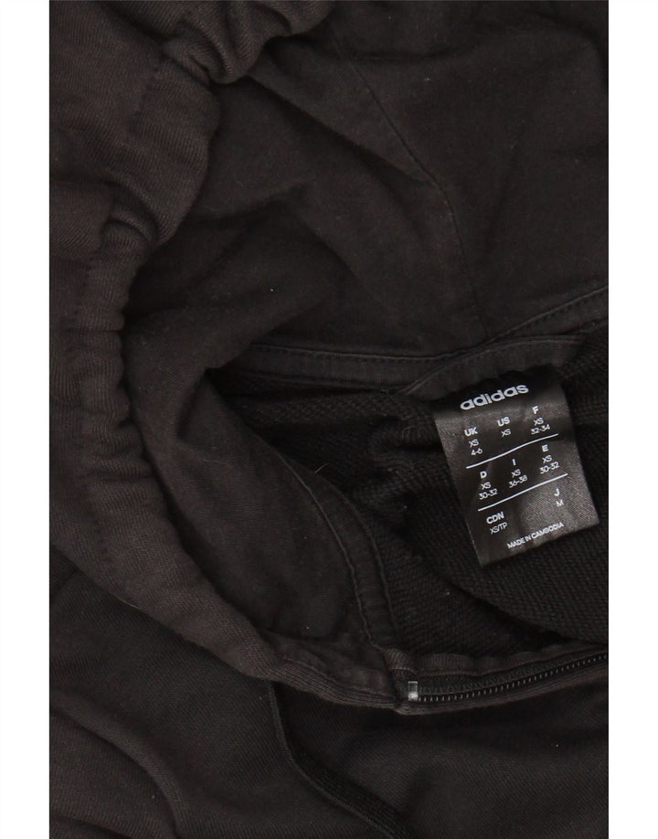 ADIDAS Pull à capuche zippé graphique pour femme UK 4/6 XS Noir