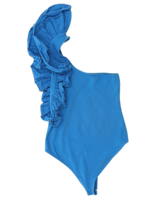 Zara Body pour femme à volants et une épaule UK 8 Small Bleu Coton