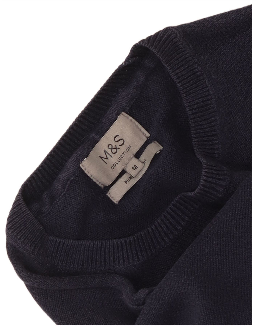 Marks & Spencer Pull col rond homme bleu marine moyen coton