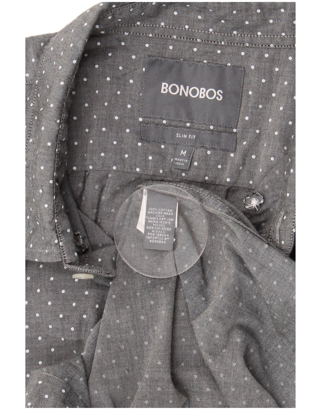 BONOBOS Chemise Slim Homme Gris Moyen à Pois Coton
