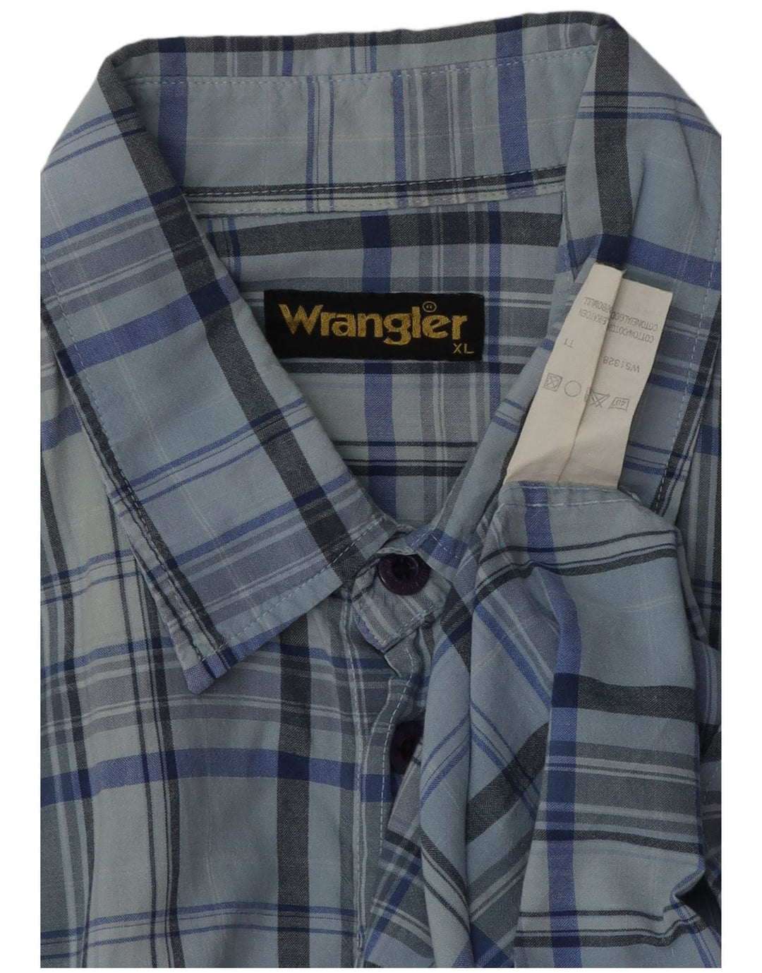 WRANGLER Chemise Homme XL Bleu Carreaux Coton