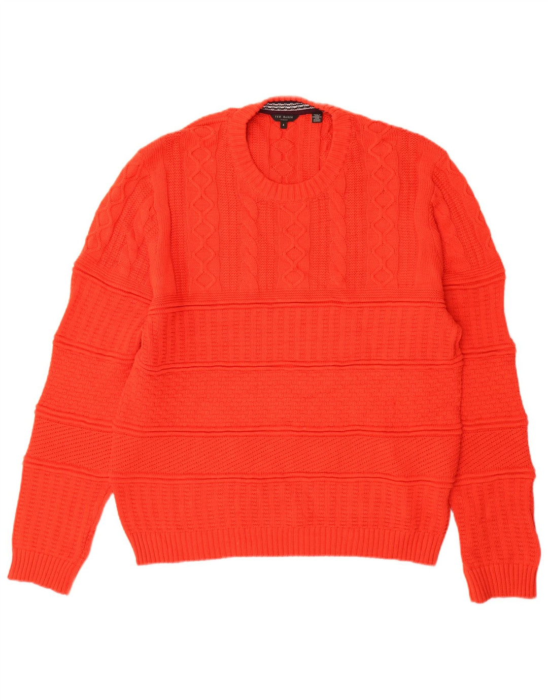 Ted Baker Pull à col rond pour homme Taille 4 Grand coton rouge