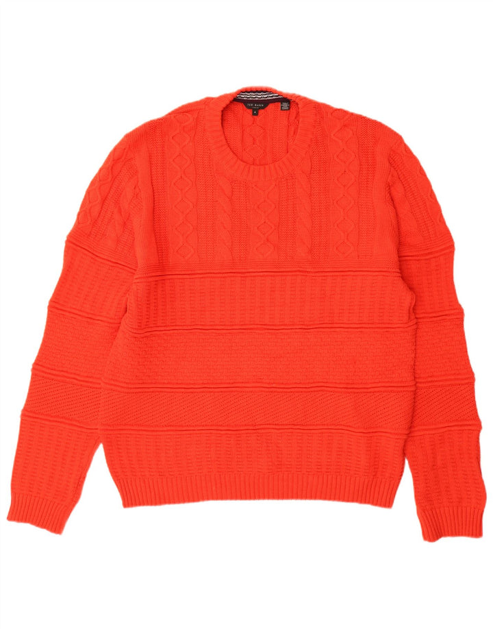 Ted Baker Pull à col rond pour homme Taille 4 Grand coton rouge