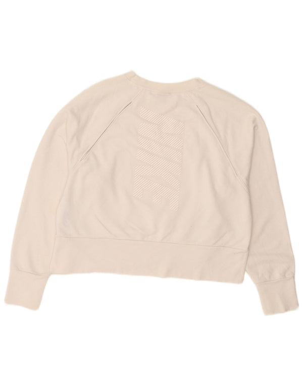 Nike Womens Crop Sweatshirt Jumper UK 14 Moyen Blanc Polyester