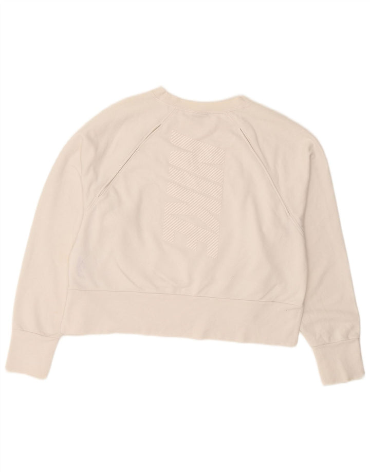 Nike Womens Crop Sweatshirt Jumper UK 14 Moyen Blanc Polyester