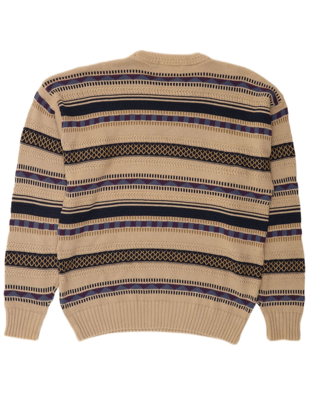Canada Pull à col rond pour homme en coton rayé beige moyen