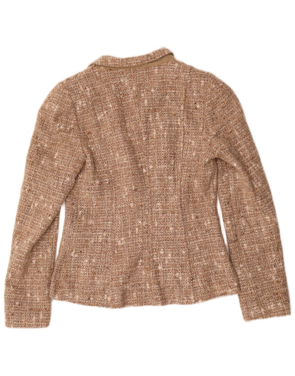 Benetton Veste Blazer 3 Boutons Femme IT 42 Acrylique Moucheté Marron Moyen