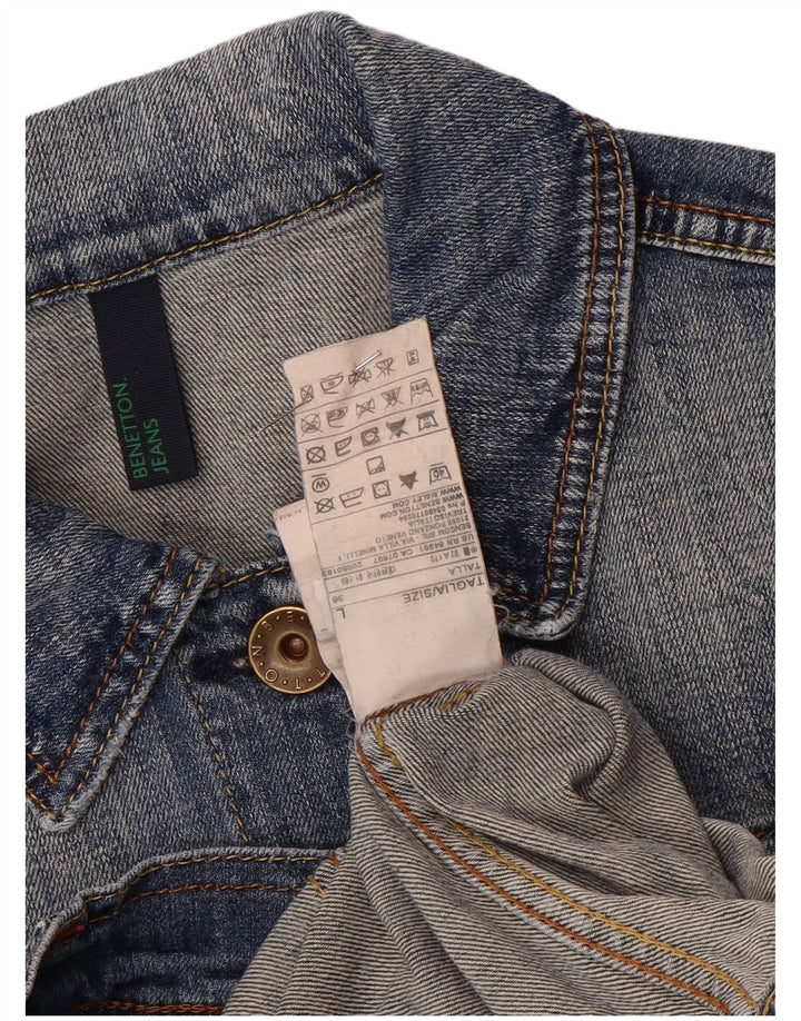Benetton Veste en Jean Femme UK 14 Large Bleu Coton