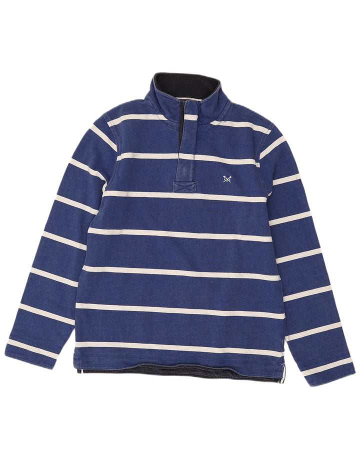 CREW CLOTHING Sweat-Shirt à Col Boutonné pour Homme Rayé Bleu Moyen