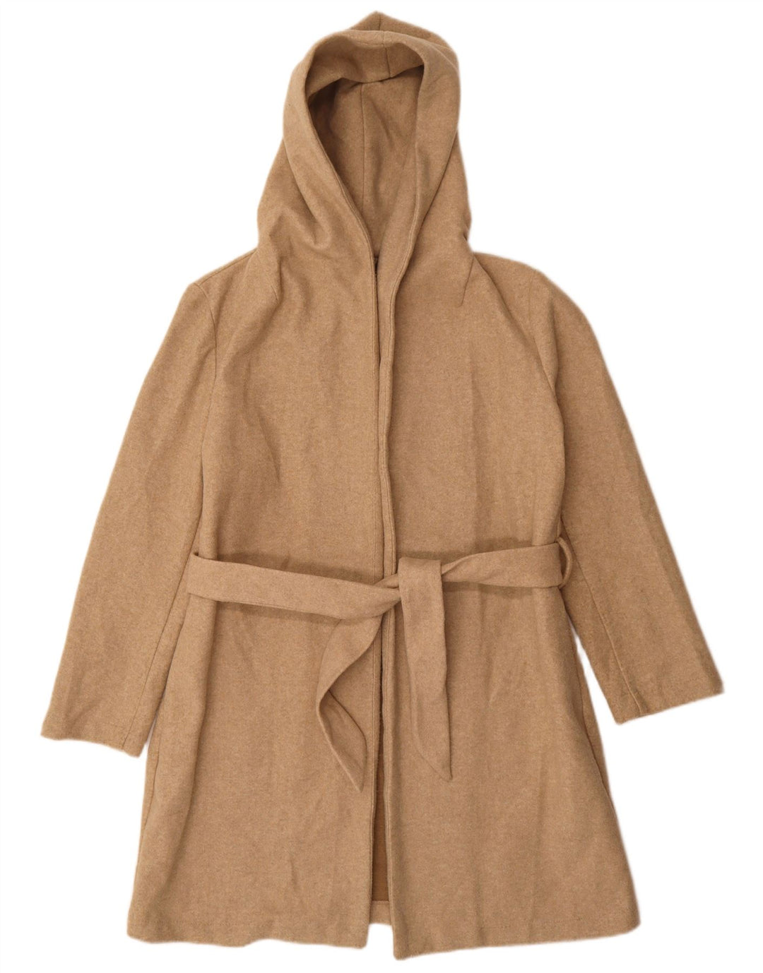 Zara Manteau surdimensionné à capuche pour femme UK 10 Petit polyester beige
