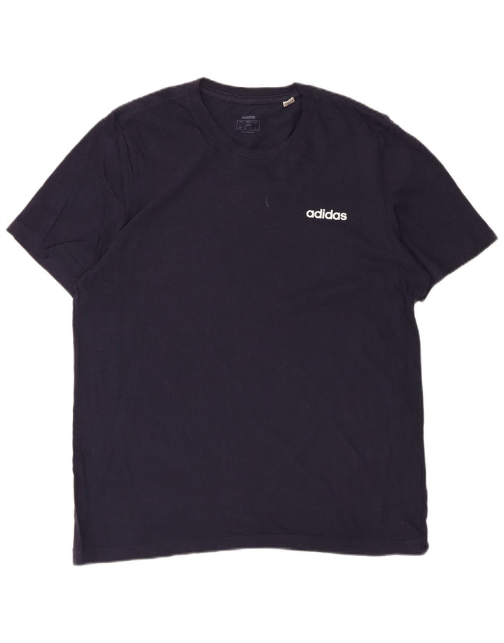 ADIDAS Mens T-Shirt Top Large Navy Blue Cotton