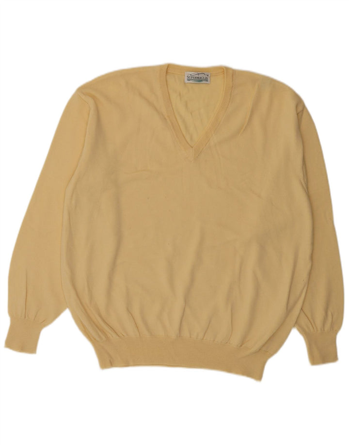 Supermaglia Pull Col V Homme Laine Jaune Moyen