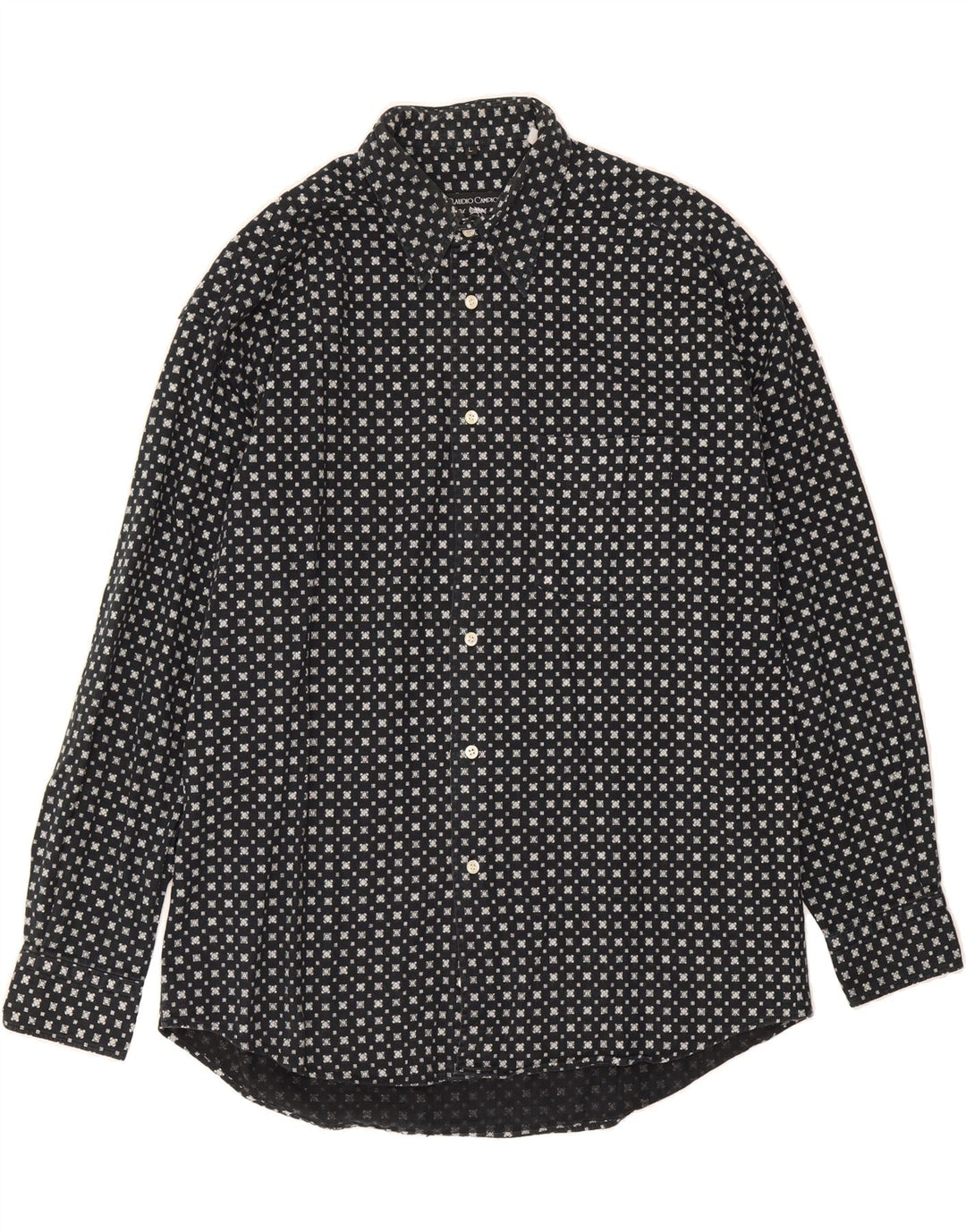 CLAUDIO CAMPIONE Mens Shirt Large Black Geometric Vintage Claudio Campione and Second-Hand Claudio Campione from Messina Hembry 
