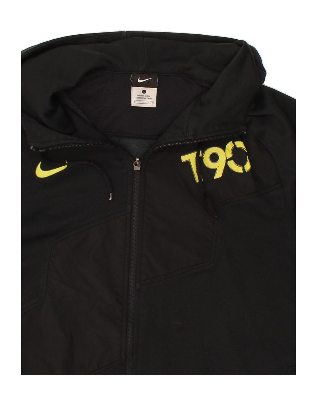 NIKE Mens Graphic Zip Hoodie Sweater Large Black Polyester Vintage Nike and Second-Hand Nike from Messina Hembry 