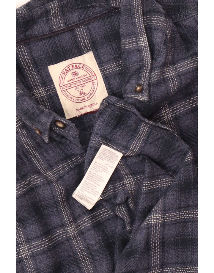 Fat Face Chemise Flanelle Homme Bleu Marine Moyen Carreaux Coton