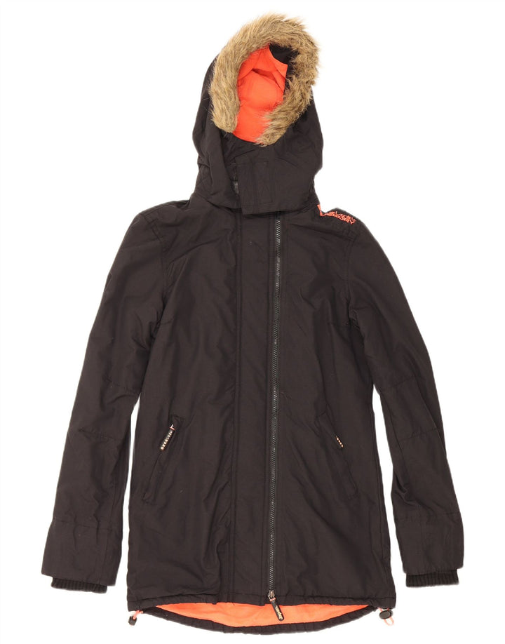 Superdry Veste Parka À Capuche Femme UK 6 XS Noir Polyester