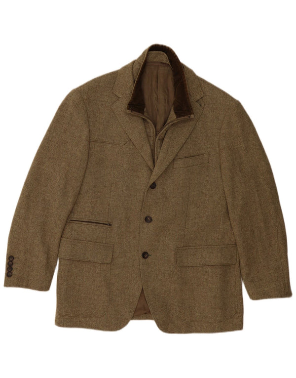 VINTAGE Homme Blazer Coupe-Vent Veste UK 38 Kaki Moyen