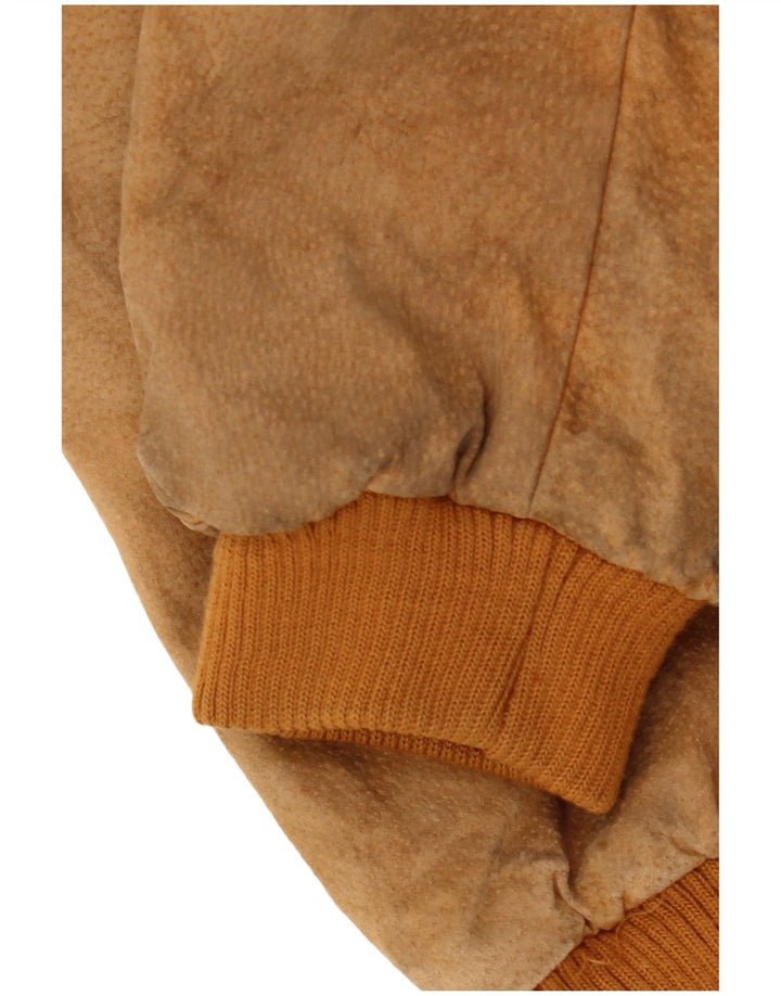 TALLY HO Veste bomber surdimensionnée en daim pour femme UK 10 Petit Marron