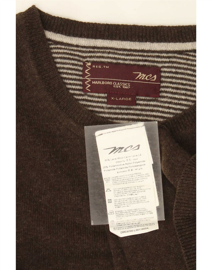 Marlboro Classics Pull à col rond pour homme XL en laine marron