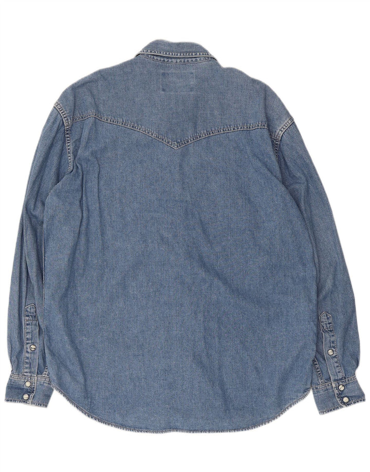 Wrangler Chemise en Jean Homme Bleu Moyen Coton