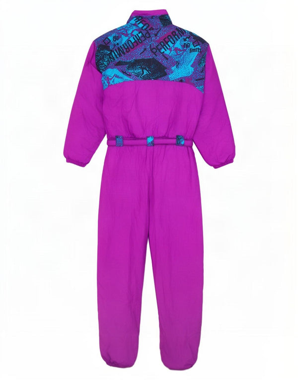 vintage Femme Graphique Surdimensionné Ski Combinaison UK 16 Grand Violet Polyamide