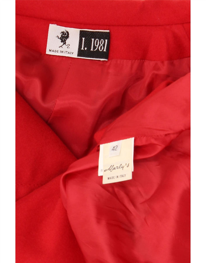 vintage Femme Double Breasted Coat IT 42 Laine Rouge Moyenne