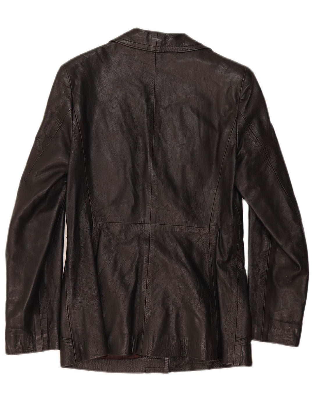 vintage Femme 2 Boutons Veste Blazer En Cuir IT 44 Cuir Noir Moyen